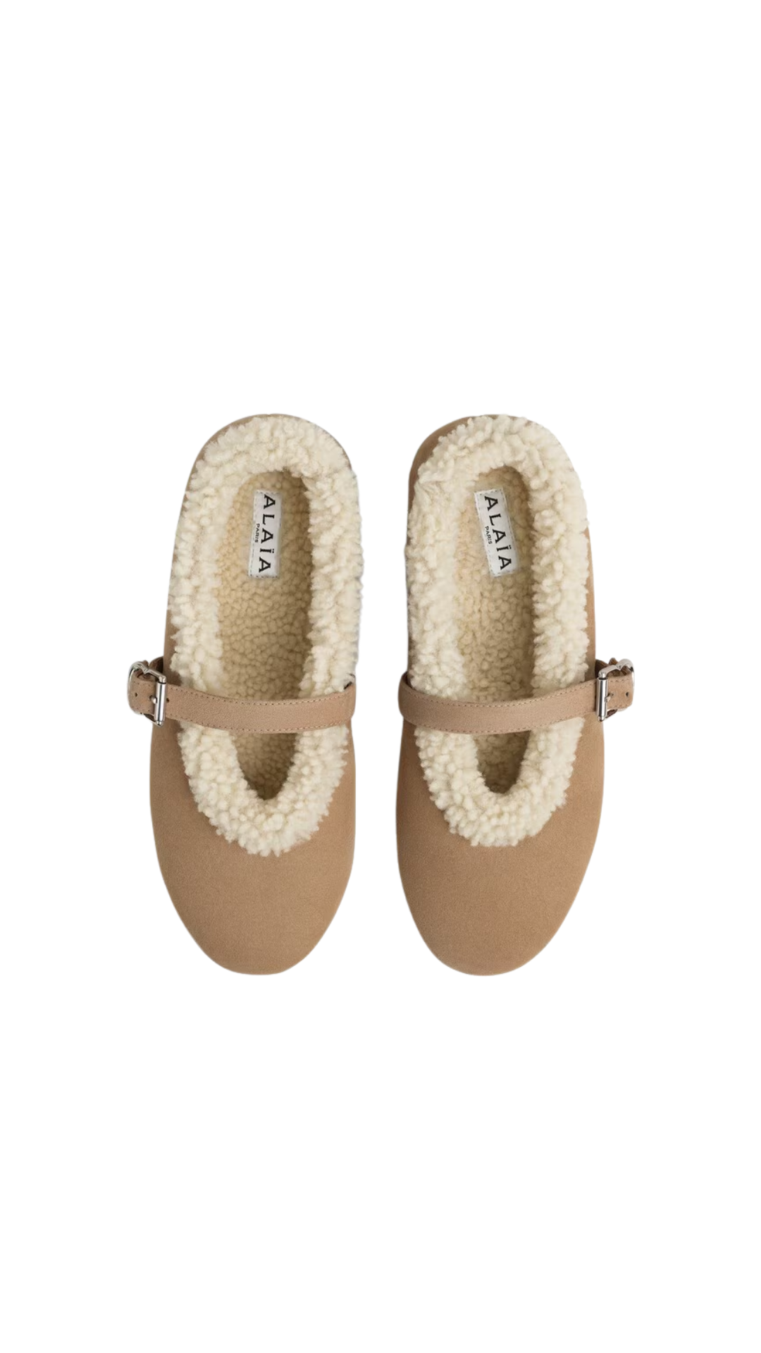 Ballet Flats in Camel Merino Shearling