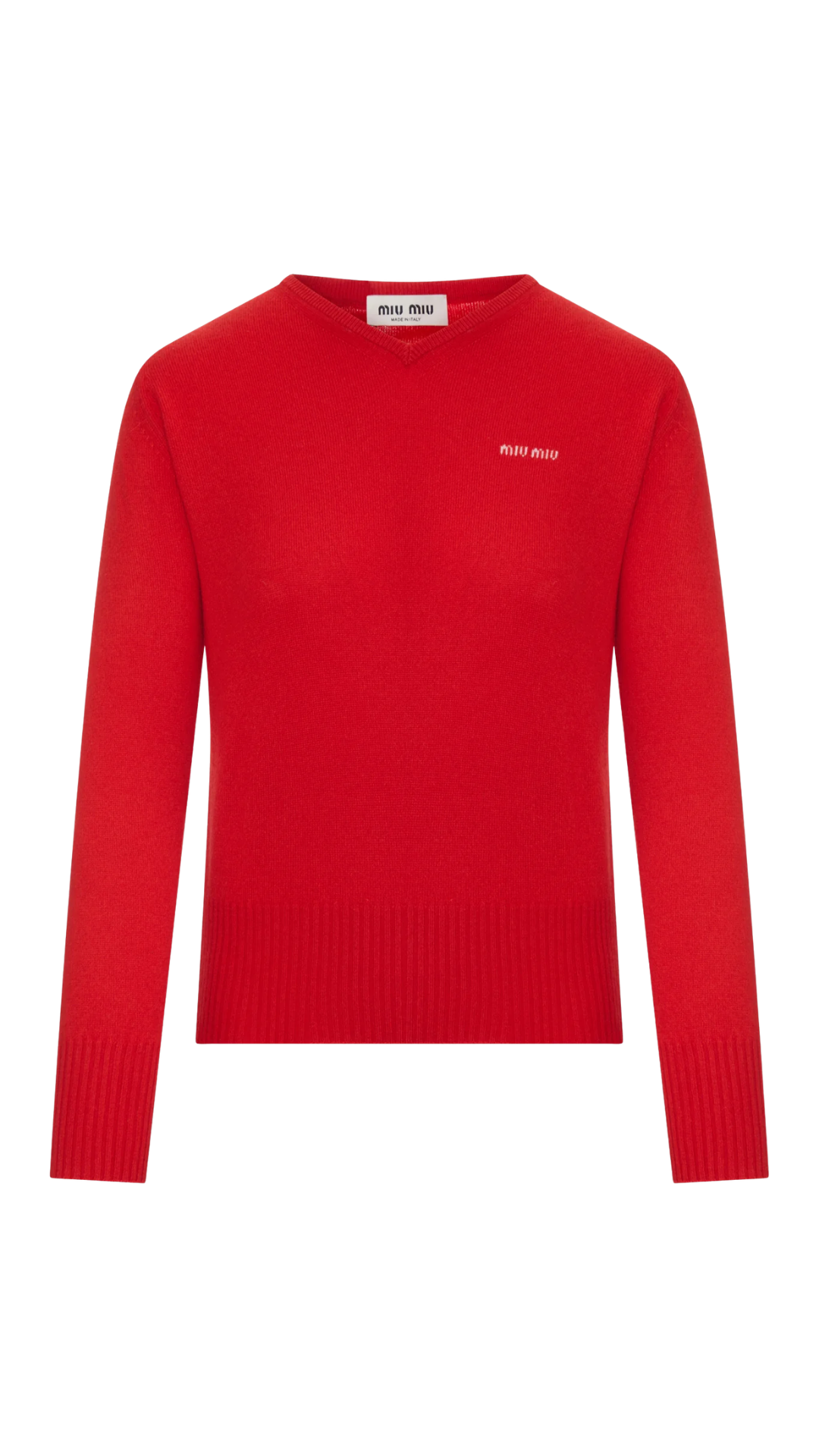 Cashmere V-Neck Sweater in Red