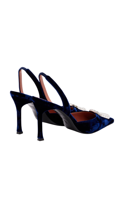 Camelia Crystal-Embellished Slingback Pumps in Blue