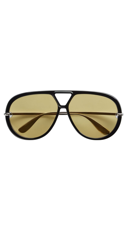 Classic Aviator Sunglasses in Black/Yellow