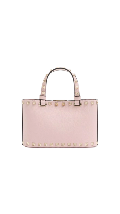 Rockstud Mini Shopping Bag In Pink Grainy Calfskin