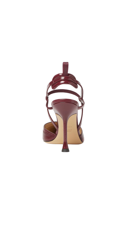 Very Colibrì in Burgundy Hagfish Leather High-Heeled Slingbacks