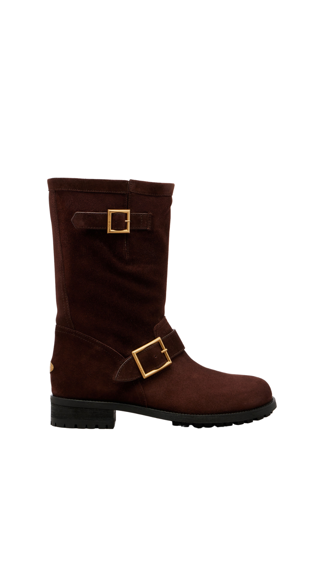 Biker Mid in Chocolate Velvet Suede Ankle Boots