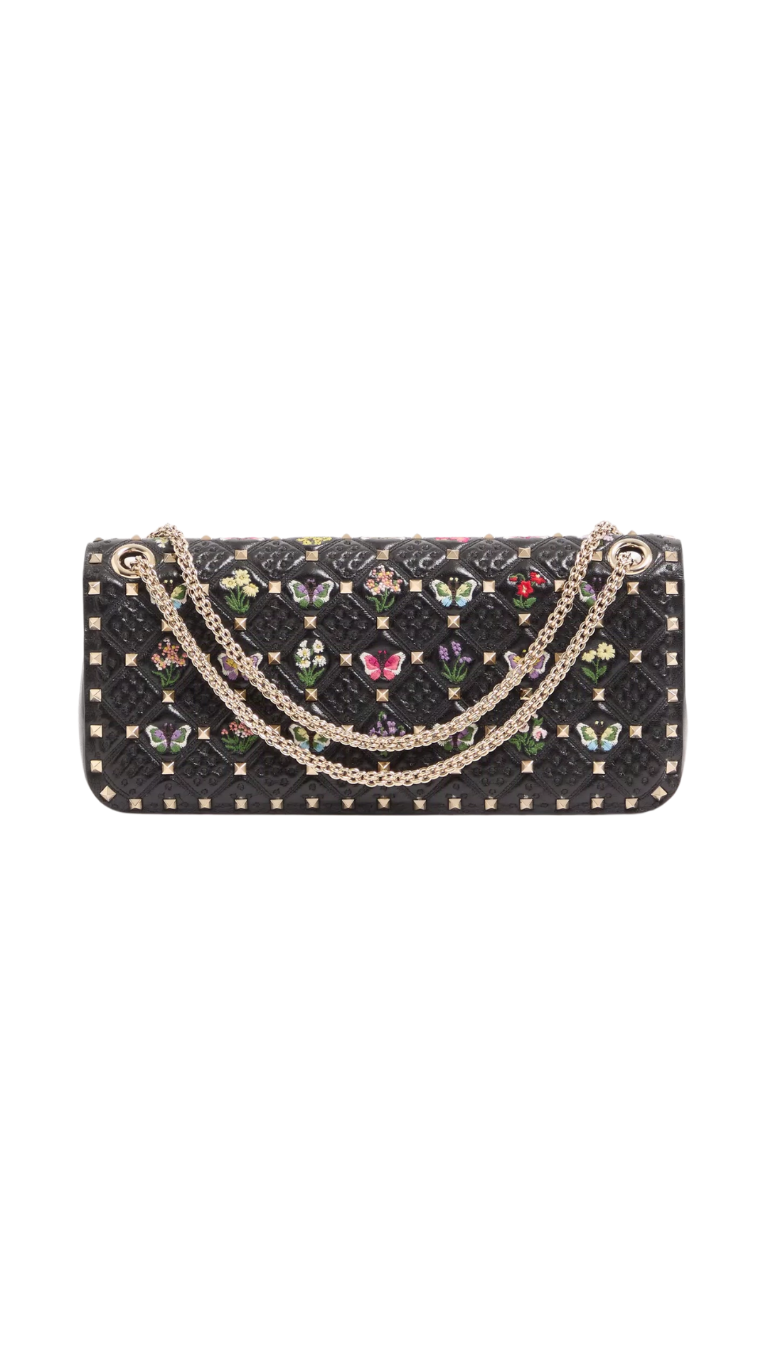 Rockstud Spike Medium Shoulder Bag in Embroidered Nappa Leather