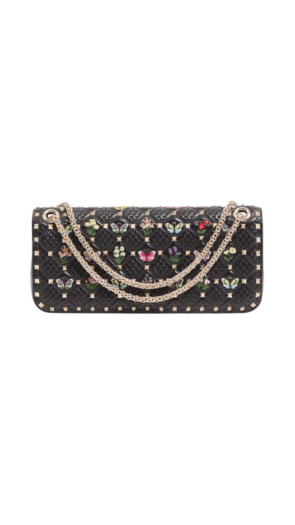 Rockstud Spike Medium Shoulder Bag in Embroidered Nappa Leather