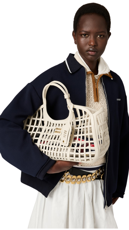 Leather Basket in Chalk White