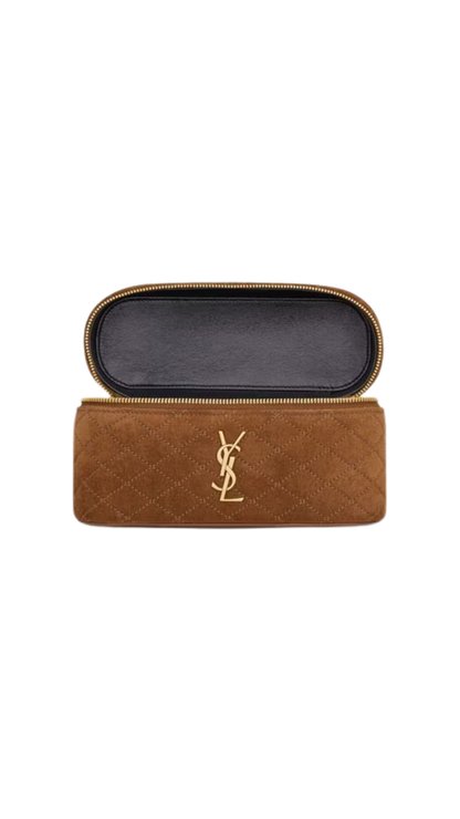 Gaby Vanity in Caramel Cognac Suede