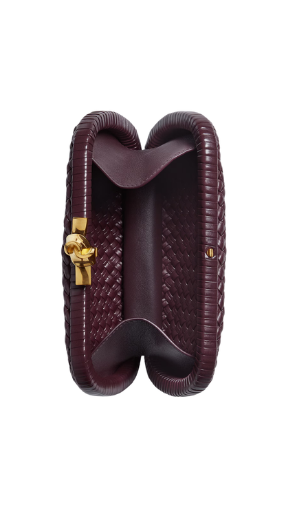 Soft Knot Clutch in Deep Mahogany Soft Intreccio Leather