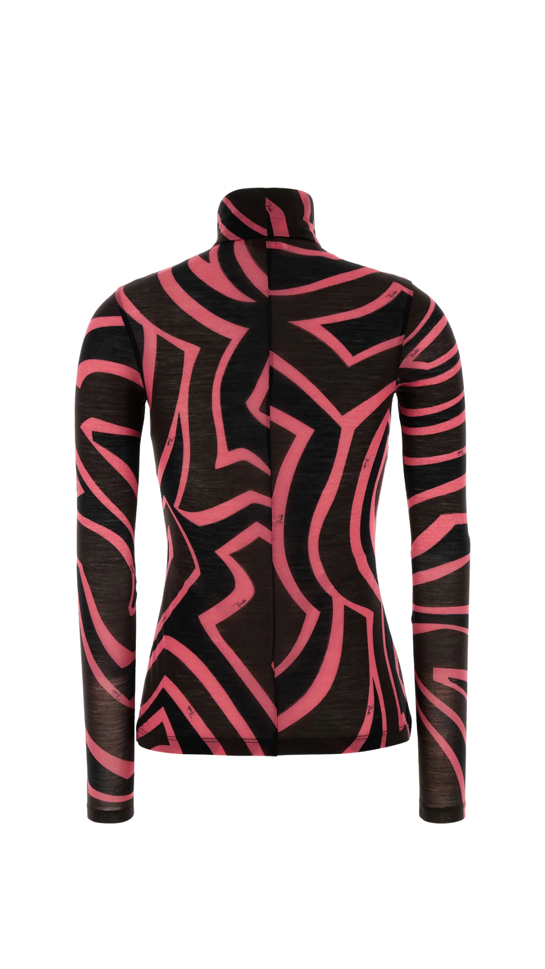 Printed Wool Blend T-Shirt in Brown and Coral