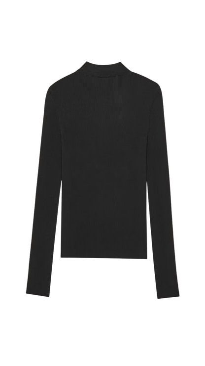Ribbed Sweater Cassandre in Black Silk