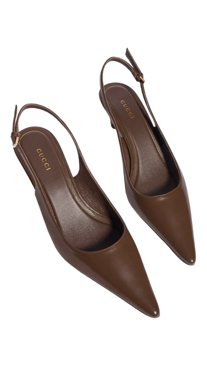 Castello Slingback in Dark Brown Leather