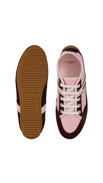 Slim Sneakers in Brown/Pink Nylon and Suede