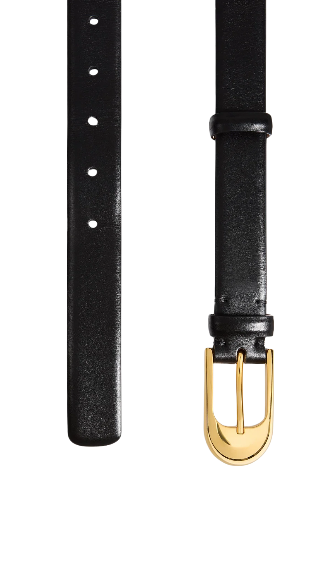 Dome Belt in Black Leather with Gold