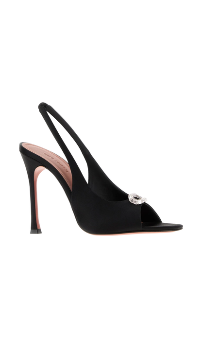 Mini Camelia Sandals in Black Satin
