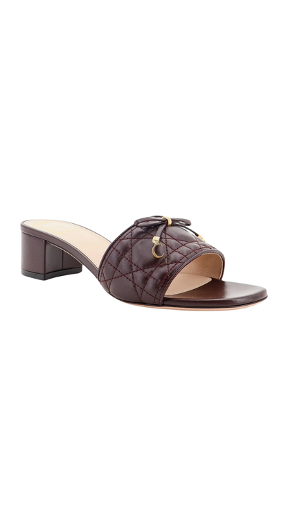 Dior Cannage Sandal With Lambskin Heel in Burgundy