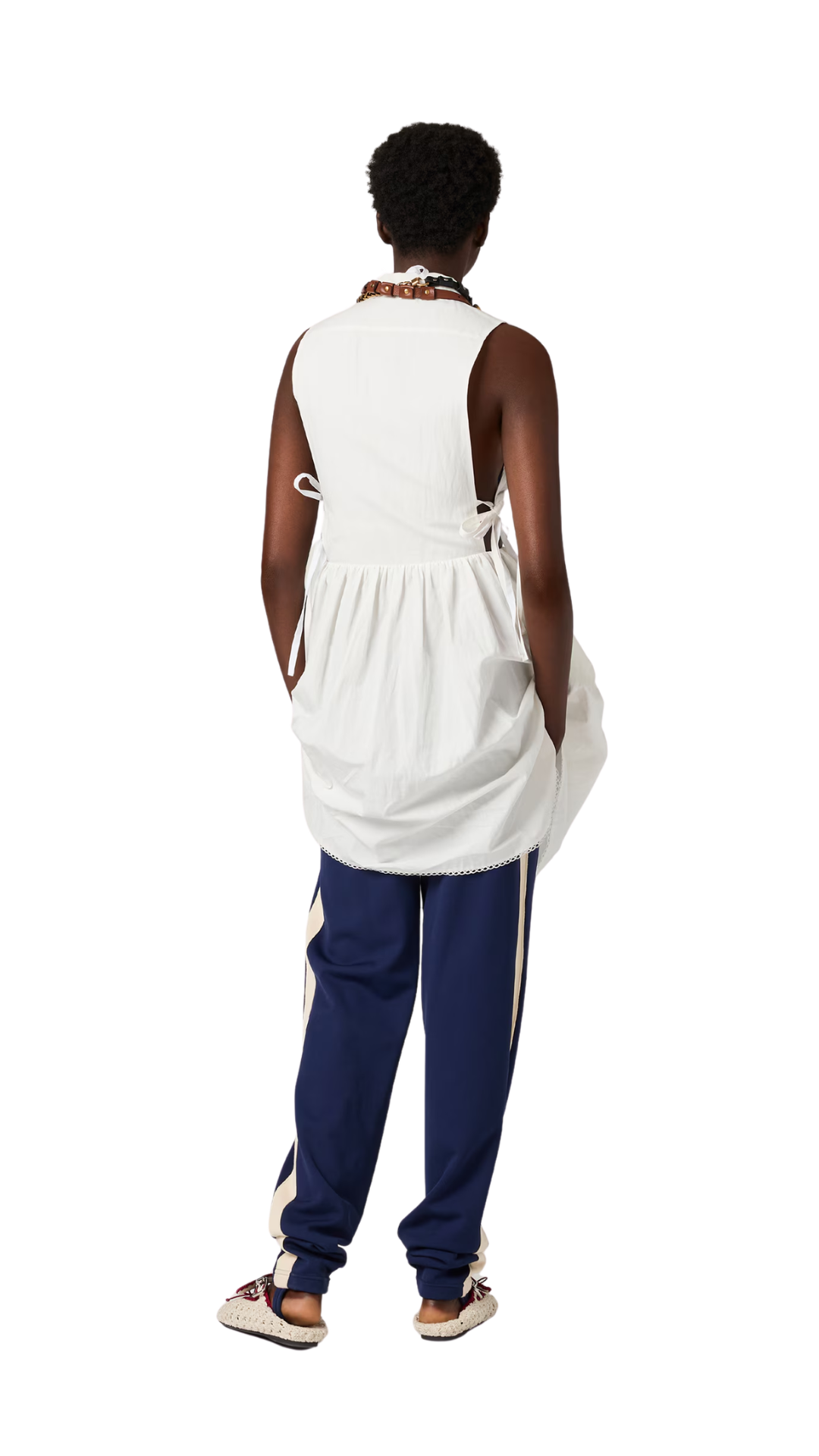 Slubbed Poplin Dress in White