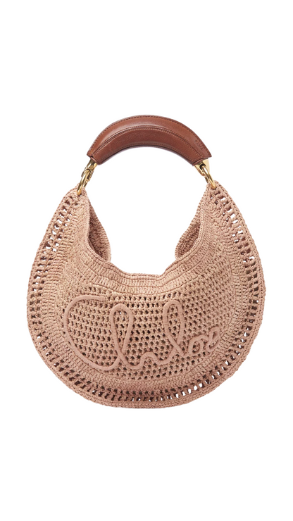Summer Banana Hobo Bag in Raffia Summery Beige