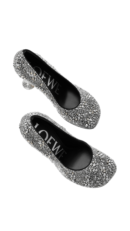 Toy pump in Silver Suede and Strass