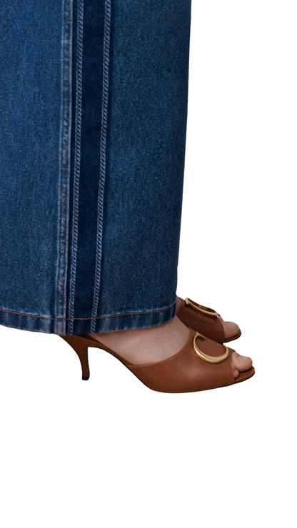 Dior Initials Heeled Slide in New Marron Lambskin