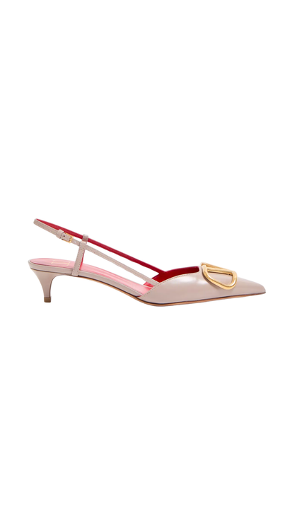 VLogo Signature Calfskin Slingback Pump 40mm in Poudre