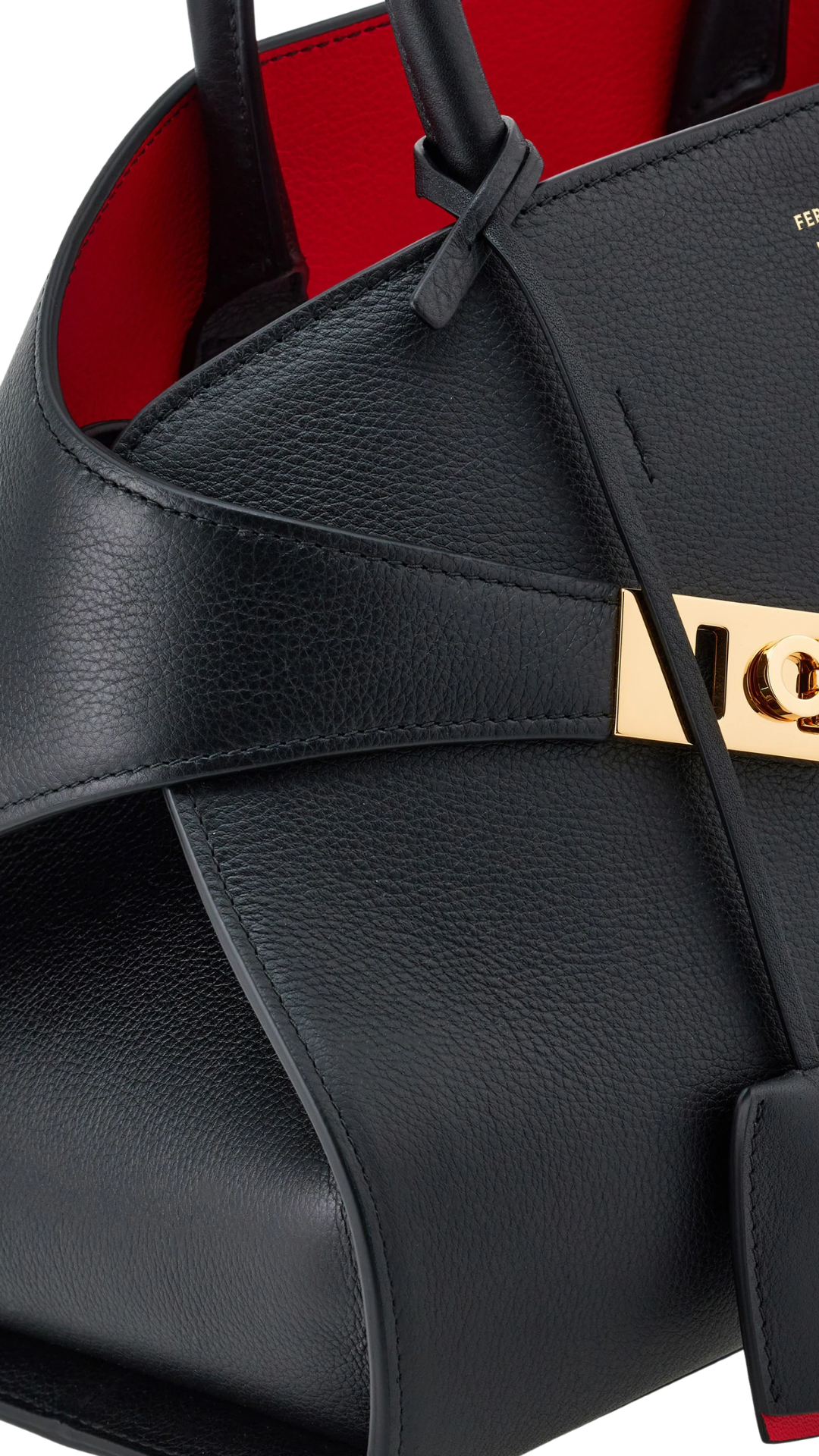 Hug Bicolor Handbag (M) in Black/Flame Red