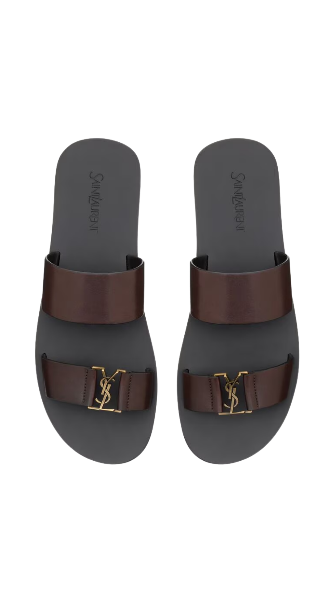 Babylone Slides in Ultra Dark Brown Smooth Leather