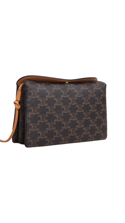 Trio Flap in Miel Triomphe Canvas and Lambskin