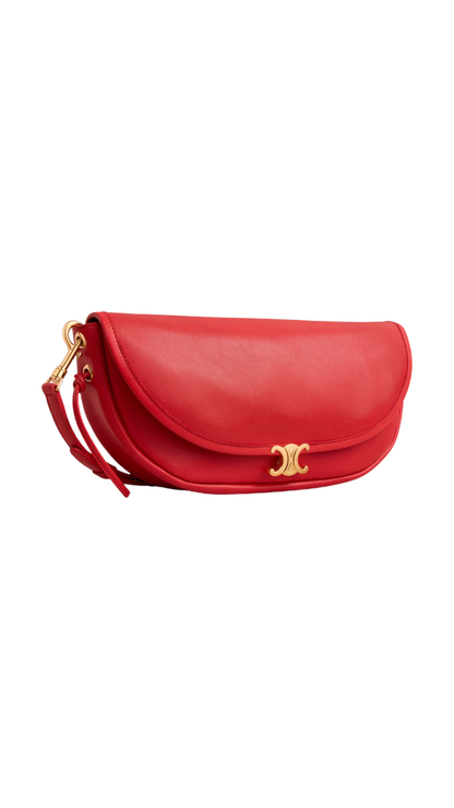 Little Halfmoon Soft Triomphe In Soft Ultra Red Supple Shiny Lambskin
