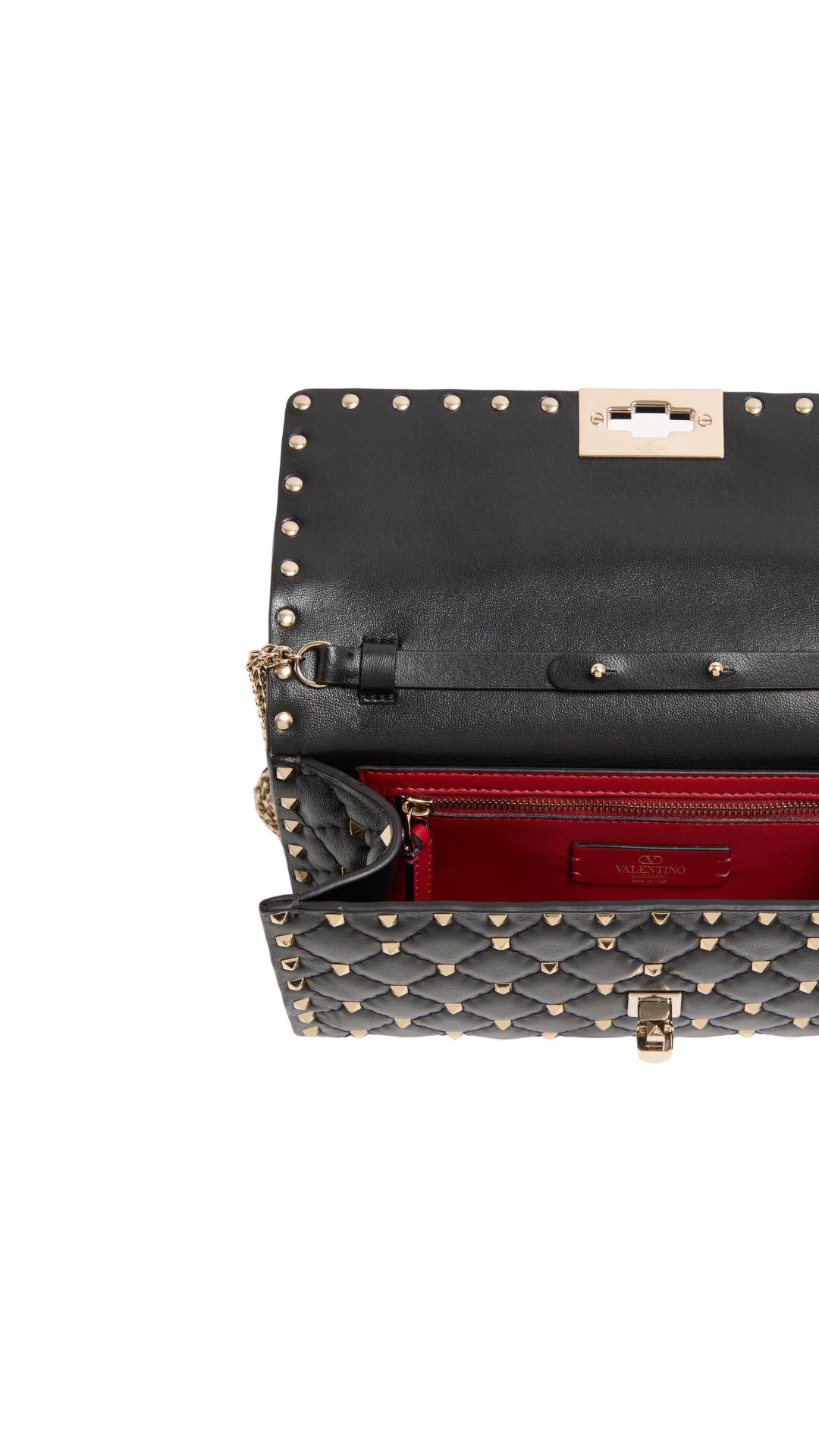 Rockstud Spike Nappa Leather Crossbody Clutch Bag in Black