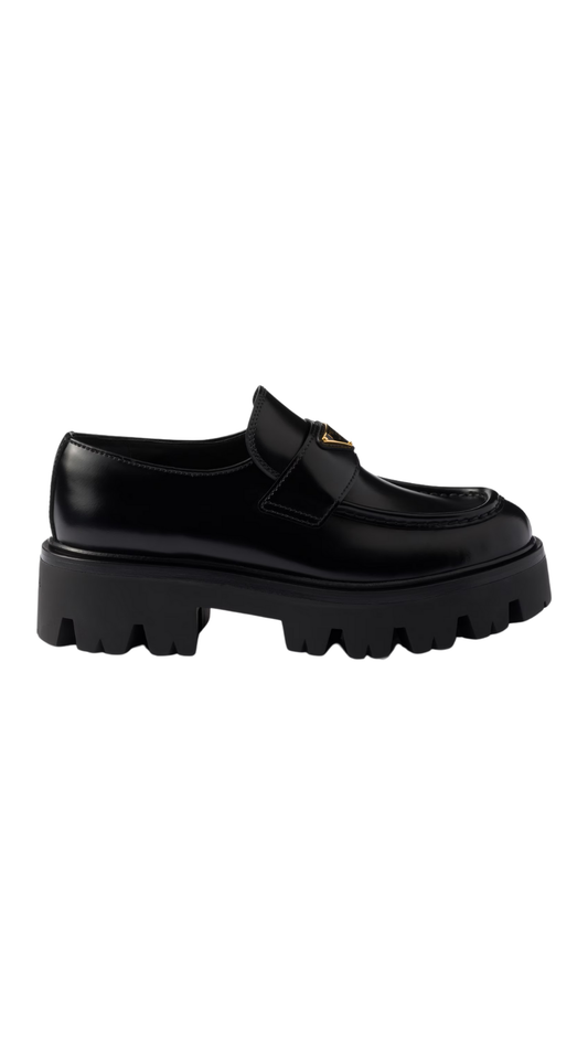 Brushed Leather Loafers in Black