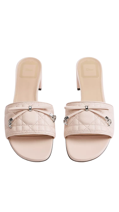 Dior Cannage Sandal With Lambskin Heel in Dragée Pink Quilted Cannage Lambskin