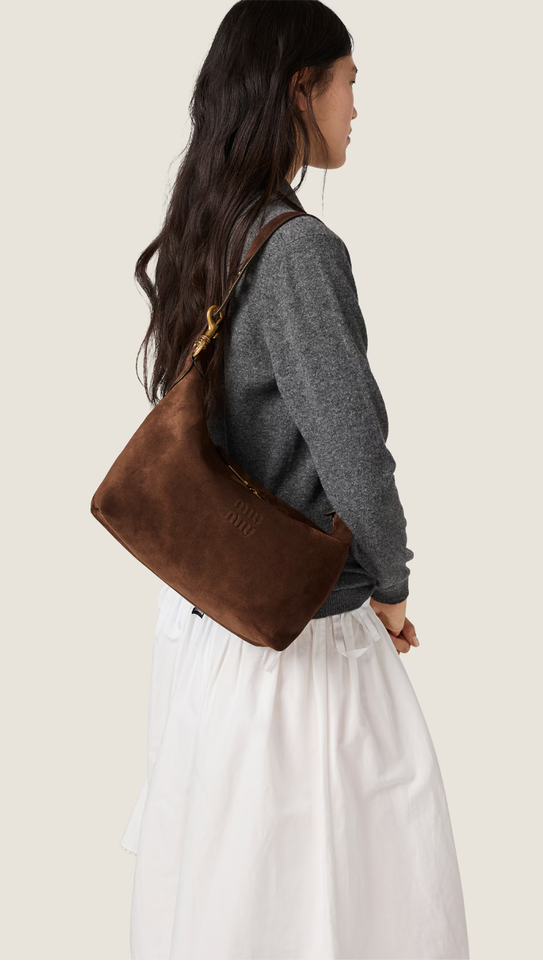 Spirit Suede Bag in Dark Brown