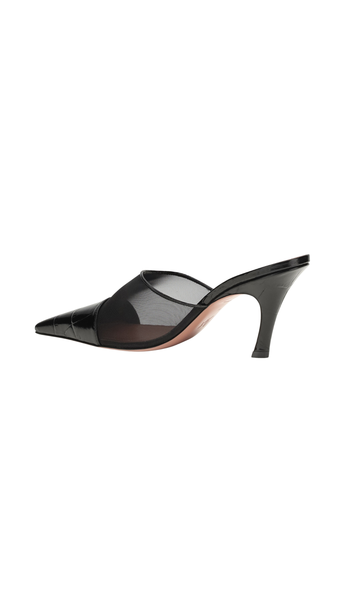 Jamie Mesh Mule 80 Black Tulle And Brown Printed Croc