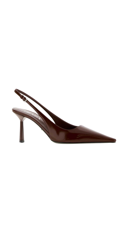 Leather Slingback Pumps in Sienna