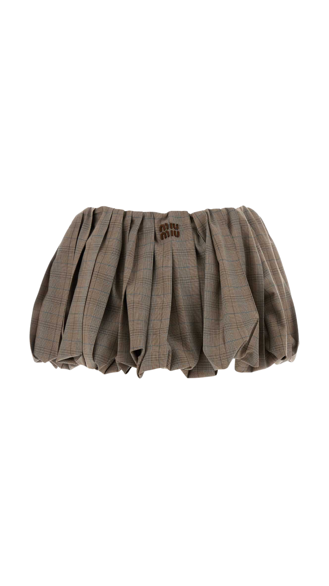 Pleated Gingham Check Skirt in Tobacco