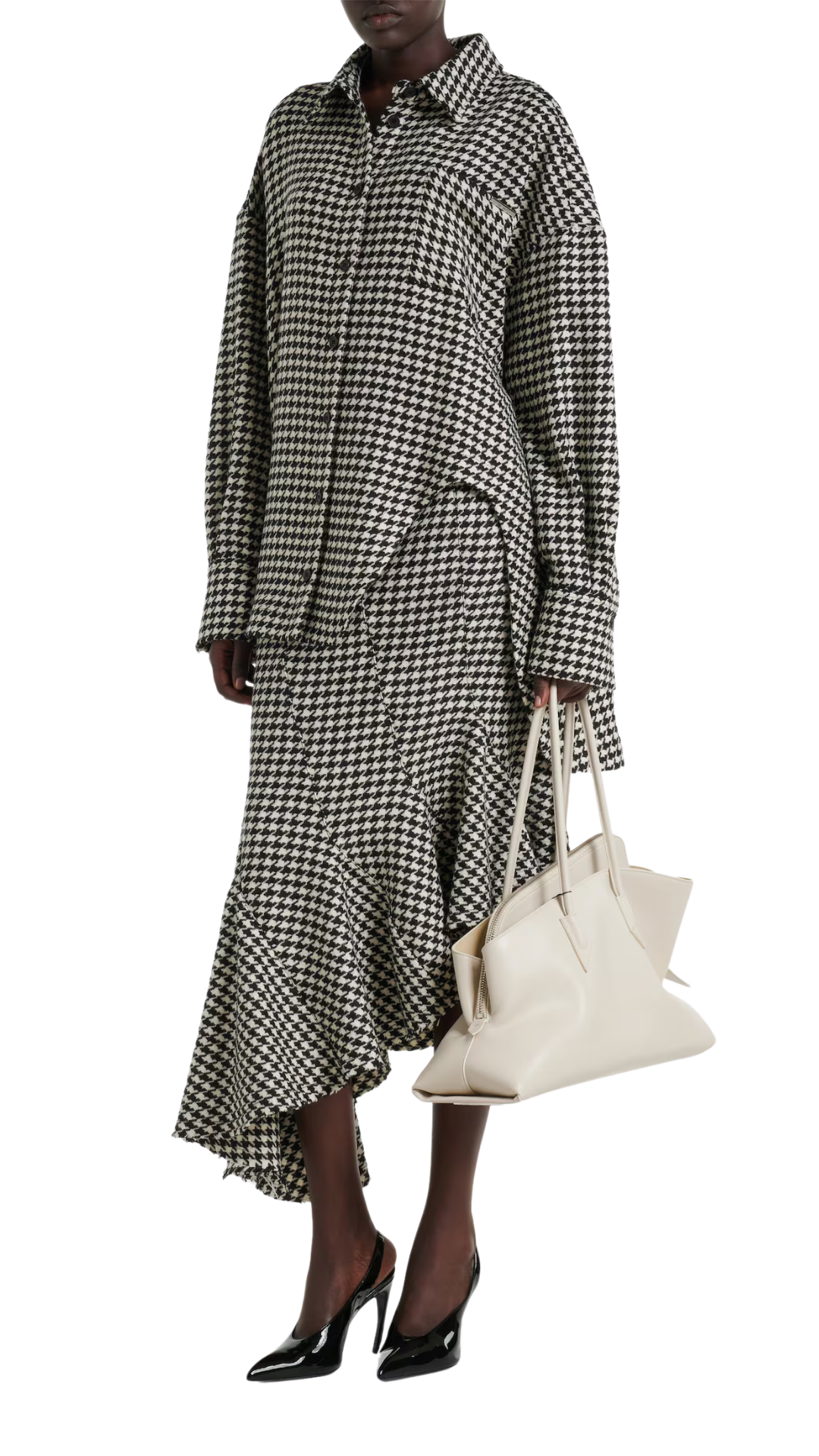 La Passeggiata Medium Leather Tote Bag in White