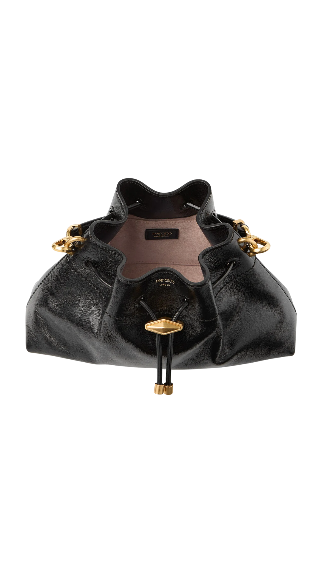Cinch Small in Black Soft Shiny Biker Leather Shoulder Bag