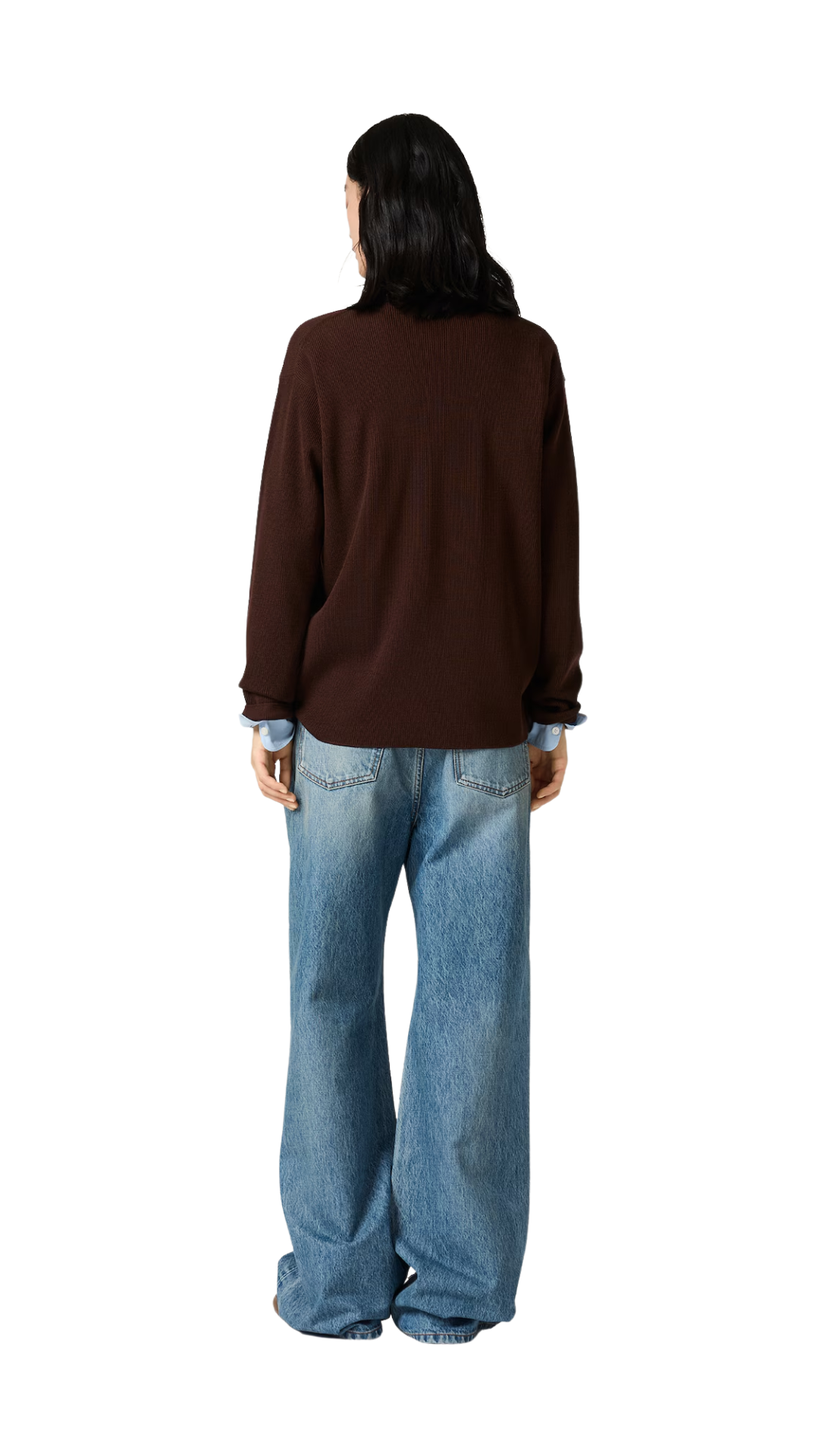 Wool Polo Sweater in Cocoa Brown