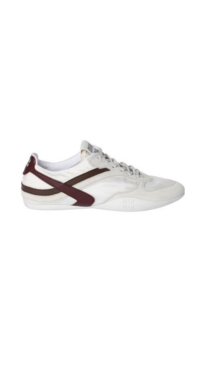 Zapatillas deportivas Gymnasium en tejido técnico y ante en blanco/burdeos