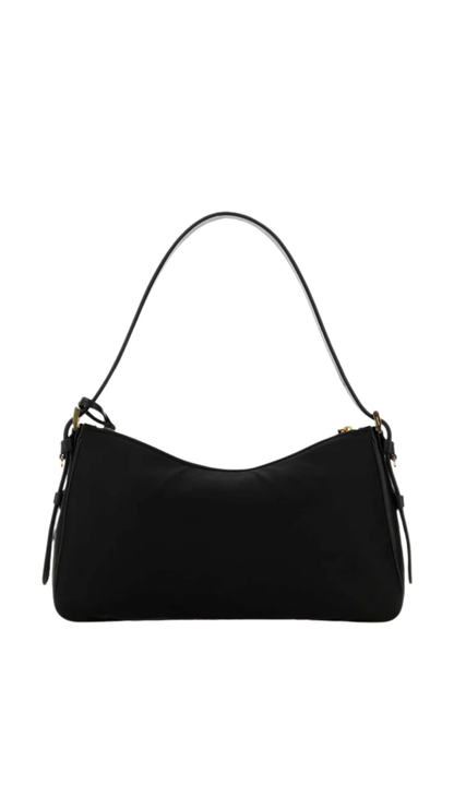 Aimée Large Nylon Shoulder Bag in Black