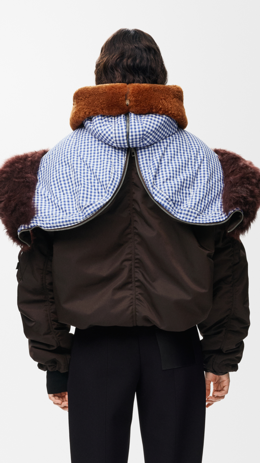 Bomber Jacket in Brown Technical Shell