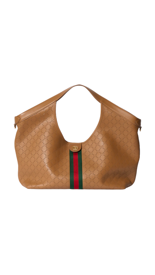 Gucci Giglio Large Tote Bag in Dark Beige GG Leather