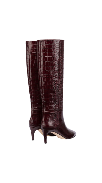 Stiletto Boot 60 in Rouge Noir Croc-Effect Leather Boot (Copia)
