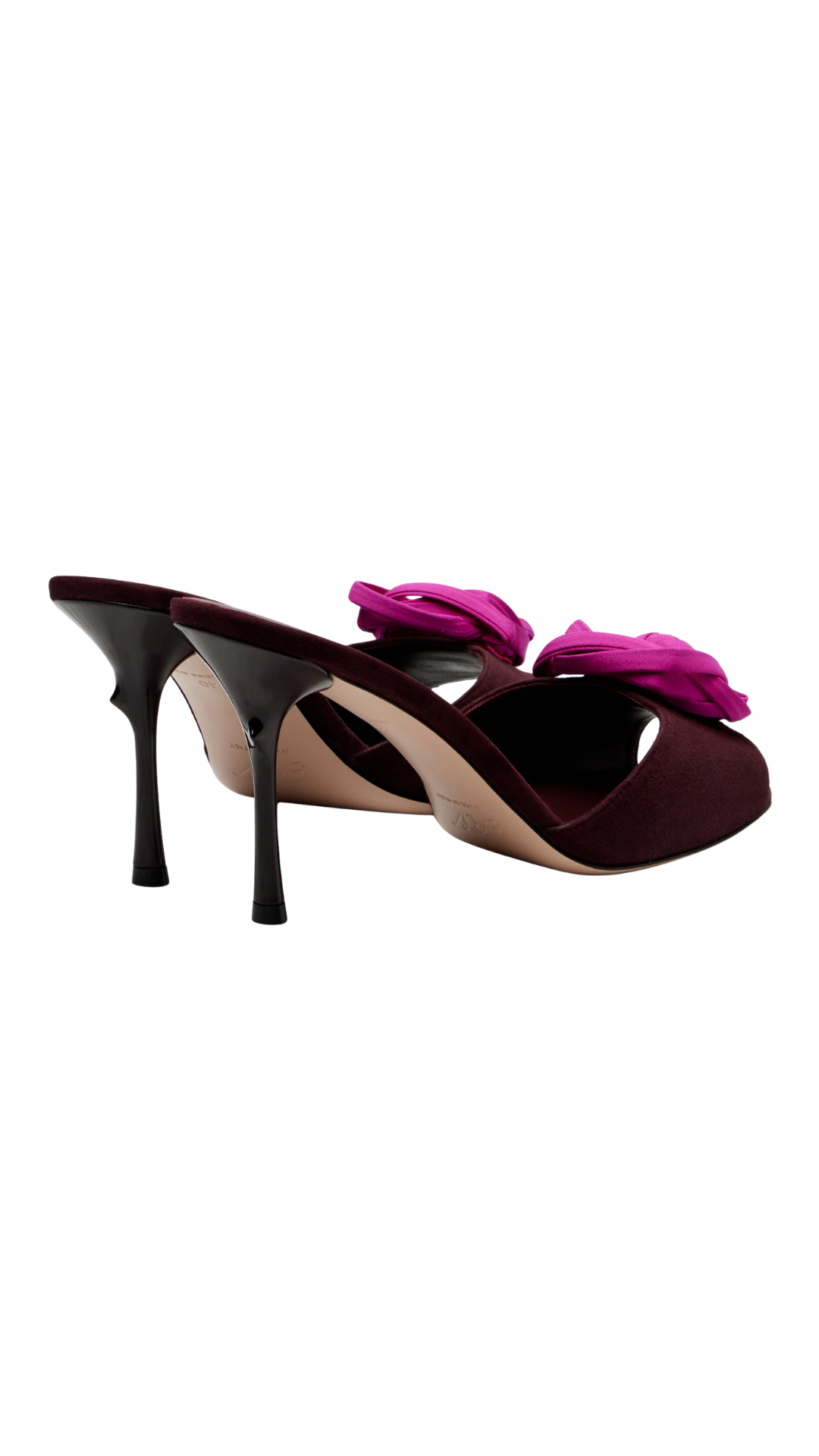 Rose Vivier Suede Mules in Burgundy