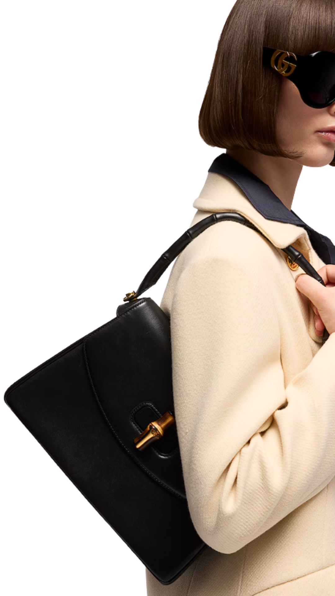 Bamboo Vendetta Medium Top Handle Bag in Black Leather