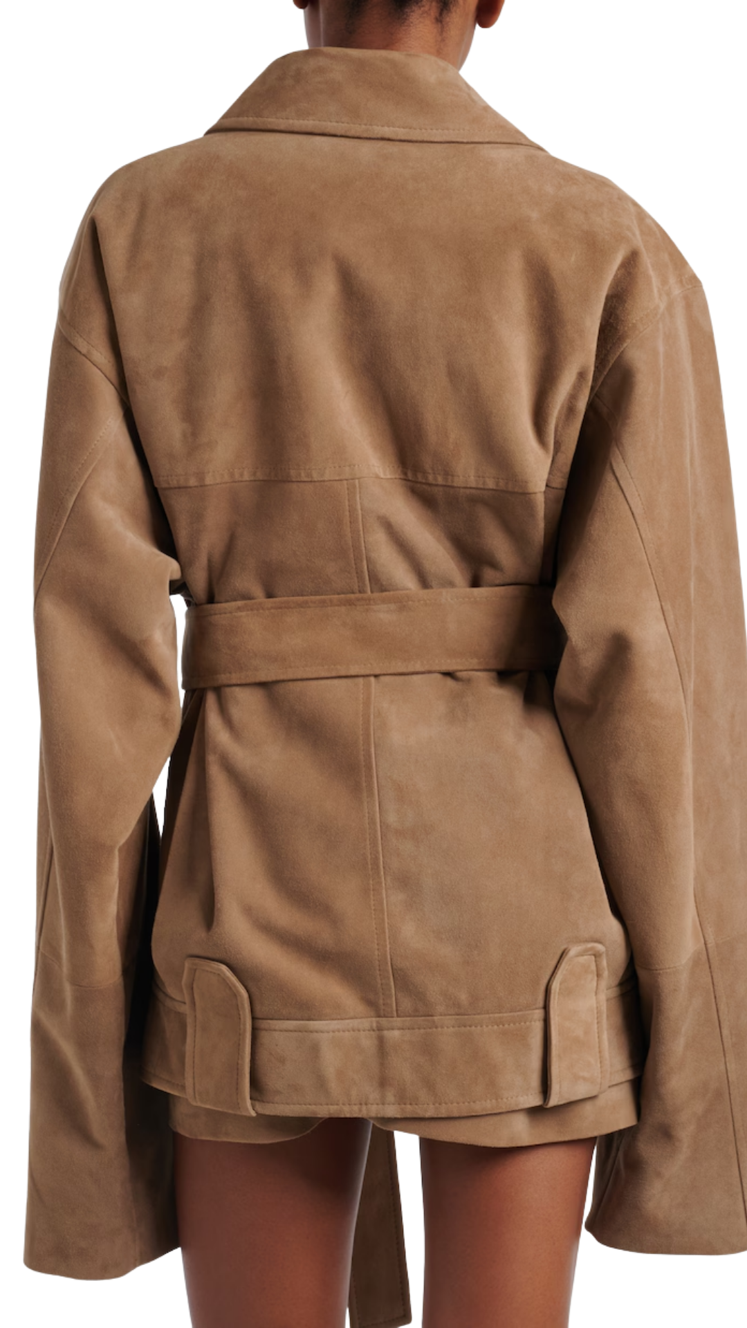 Alder Belted Suede Jacket in Beige