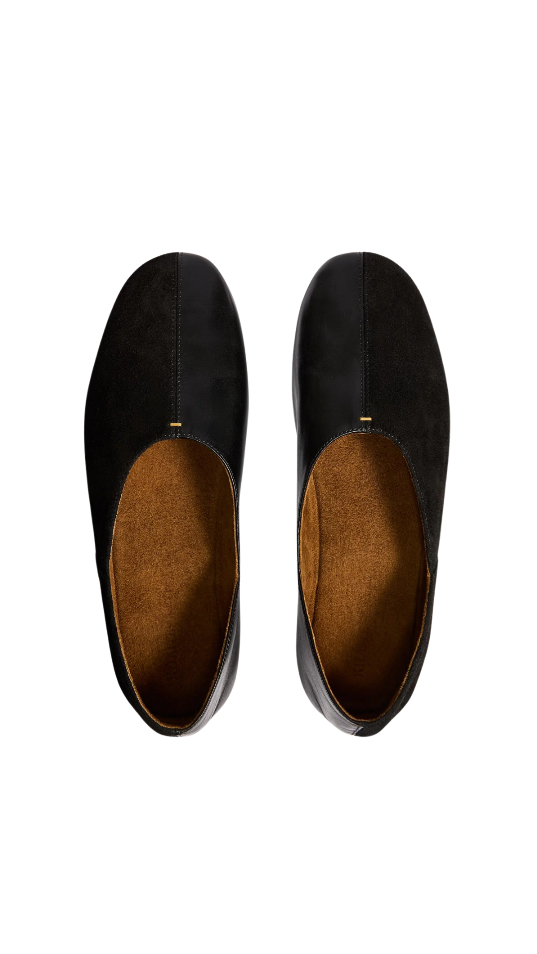 Jane Flat in Black Suede and Glazed Leather