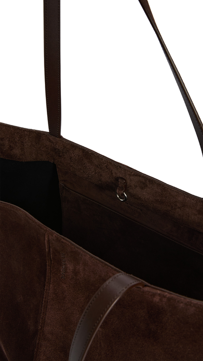 Linea Tote Large-Sized Suede Tote Bag in Chocolate Plum