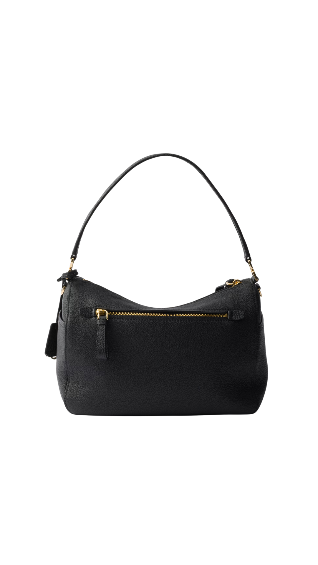 Medium Leather Shoulder Bag in Black