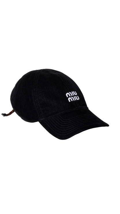 Velvet Baseball Cap in Black/Tobacco
